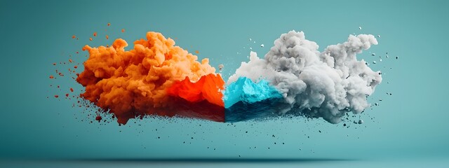 Icy Glacier Meets Scorching Inferno   Vibrant Digital Depicting the Clash of Elemental Forces in an Abstract Dramatic Landscape