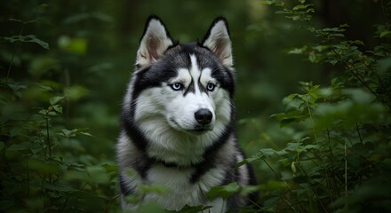 Portrait of a husky on the street.