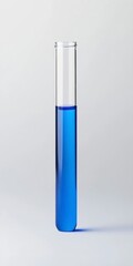 Test Tube with Blue Liquid Solution in Laboratory Setting Still Life