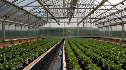 Greenhouse with advanced climate control and automated watering systems 