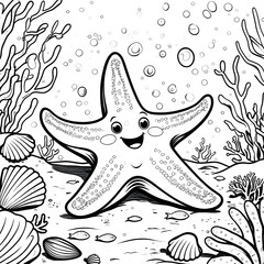 Whether used for children’s activities, homeschooling, marine education, or ocean-themed coloring books, this whimsical sea creature illustration brings joy and relaxation.