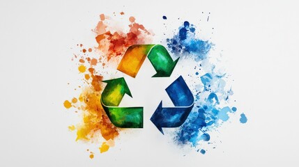 A vibrant recycling symbol, which is a triangle with arrows pointing in different directions