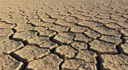 Cracked Earth Texture Warm Light Desert. AI Generated