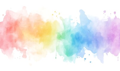 soft and blended rainbow watercolor wash creating a delicate gradient of pastel colors on white