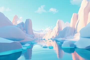 Pastel Ice Valley Landscape