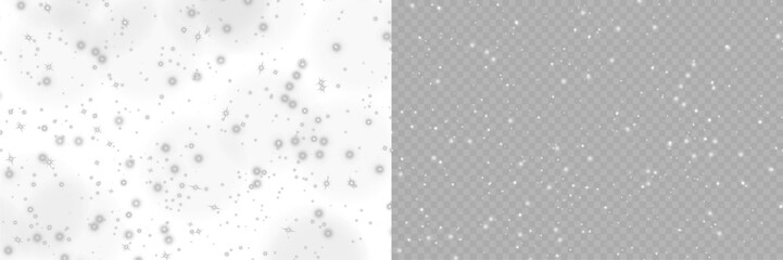 Christmas glowing dust confetti light and glitter texture overlay for your design. Glowing sparks background. Holiday powder dust for cards, invitations, banners, advertising.