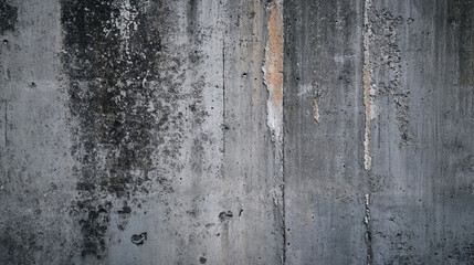 A close up of a weathered concrete wall with visible mold and peeling paint in a vertical format
