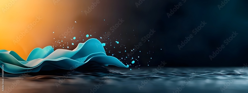 Poster mesmerizing waves undulating digital flows of futuristic energy and luminescent fractal patterning o