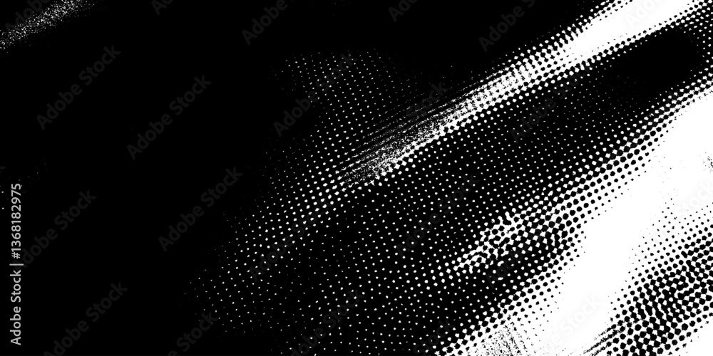 Poster minimal half-tone dots with seamless geometric grid and ink effects