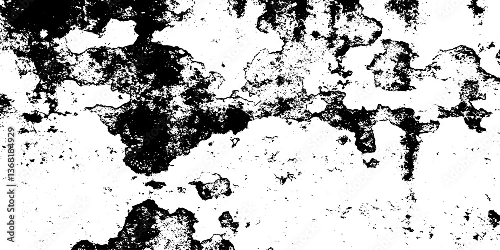 Poster overlay texture with white distressed wall cracks and rough cement background.