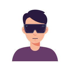 Person wearing augmented reality glasses in flat modern design vector art