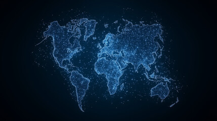 Global Network: Digital rendering of the globe. showing a vast network of connections and data points, symbolizes the interconnectedness of our world.