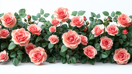 Blooming Pink Rose Bushes with Photorealistic Detail
