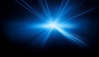 sharp blue spotlight with visible rays through fog isolated on black background