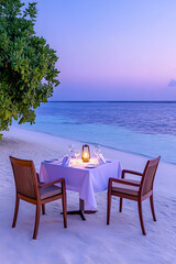 Romantic beach dinner setting at sunset (4)