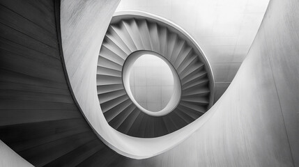 Bold Spiral Design in Monochrome Featuring White and Blue Background With Intricate Shadows and Lines