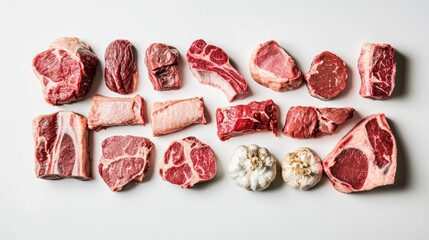 Meat cuts diagrams. Beef, pork, mutton and chicken cuts of meat. Vintage poster for groceries, butcher shop and meat store. Vector illustration