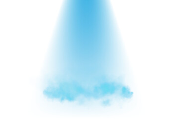 A dramatic blue spotlight illuminates stage surrounded by a smoky warm, ethereal glow, creating a mystical and elegant atmosphere with subtle reflections. PNG.
