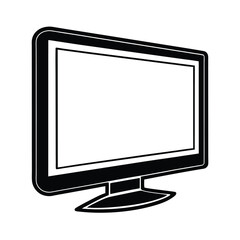 Flat screen TV silhouette vector icon, TV vector illustration.