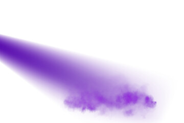 Fototapeta premium A dramatic purple spotlight illuminates stage surrounded by a smoky warm, ethereal glow, creating a mystical and elegant atmosphere with subtle reflections. PNG.