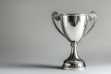 A Shiny Silver Trophy on a Neutral Background. A perfect image for celebrating success and achievement.