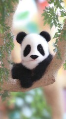 Fototapeta premium Cute Panda in Tree