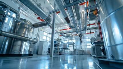Advanced air filtration technology in an industrial laboratory, showcasing clean and controlled air.