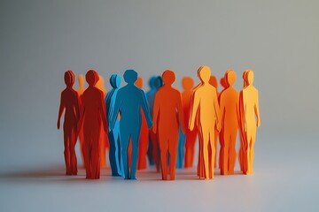 Colorful Paper People Circle Teamwork Support