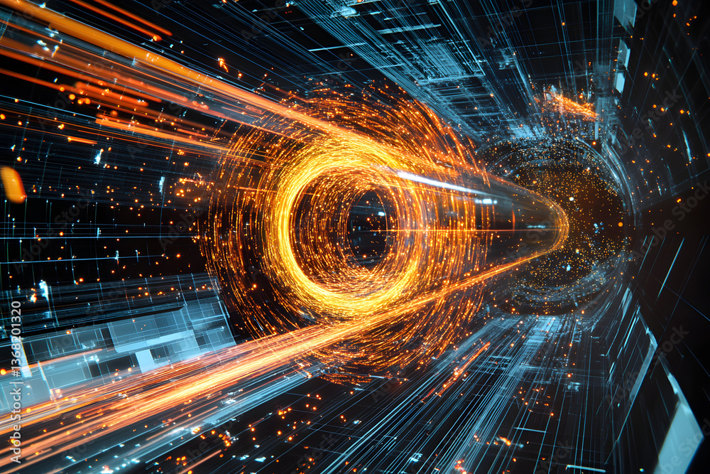 Wall mural cern's discovery of higgs boson visualized with particle tracks
