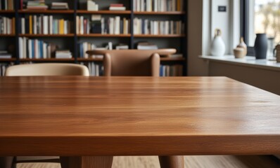 Stylish wooden dining table in modern room
