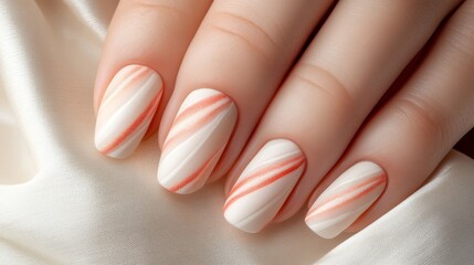 Artistic nail polish application on model's hand indoor studio environment close-up viewpoint