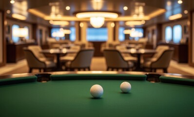 Elegant billiard room with golf balls