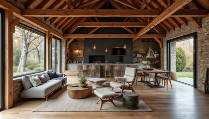 Fototapeta premium Stylish interior of a modern rustic home.