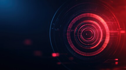 Fototapeta premium Abstract Background with Circular Digital Elements in Red and Blue Shades for Technology and Futuristic Concepts