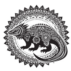 Black Color Cynognathus Silhouette Vector Illustration, Solid White Background