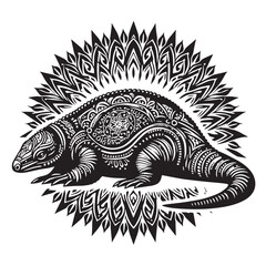 Black Color Cynognathus Silhouette Vector Illustration, Solid White Background