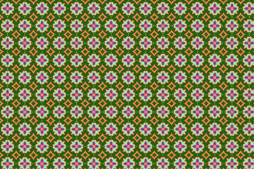 Geometric Floral Delight: A close-up shot of a mesmerizing pattern of geometric floral repeats. The image captures the essence of design, art, and vibrant aesthetic.
