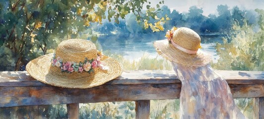 Garden Serenity, Straw hats and sundresses