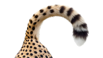 Close-up of cheetah tail on transparent background.