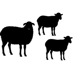 set of sheep collection of silhouettes of black vector