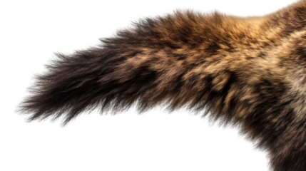 Close-up of Maine Coon tail on transparent background.