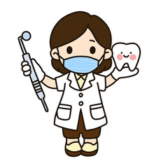 귀여운 여자 치과의사 캐릭터 일러스트