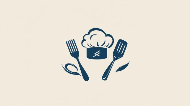 Chef vintage logo. Cooking Classes template logo with chef's hat, spatula and whisk. Label, badge, poster for food studio, cooking courses, culinary school. Vector illustration