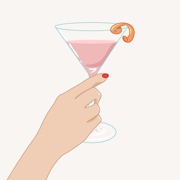 Pink Cocktail in Martini Glass Illustration for Events, Celebrations and Party Posters