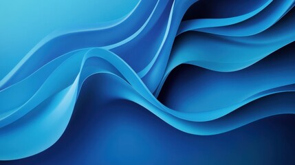 Fototapeta premium Abstract Waves of Blue Flowing Smoothly in a Gradient Pattern Creating a Calming and Modern Visual Texture for Backgrounds and Designs