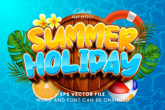 Summer holiday colorful 3d editable vector text effect