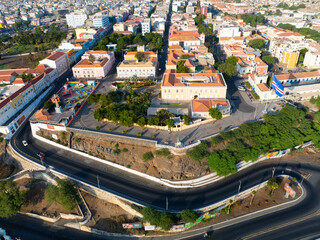 Aerial view of Plato in Praia  - Santiago - Capital of Cape Verde Islands - Cabo Verde
