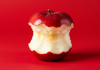 Red Apple Core Vividly Lit. AI Generated