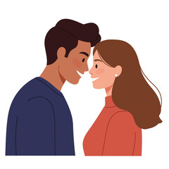 Couple sharing a joyful moment in flat vector illustration style