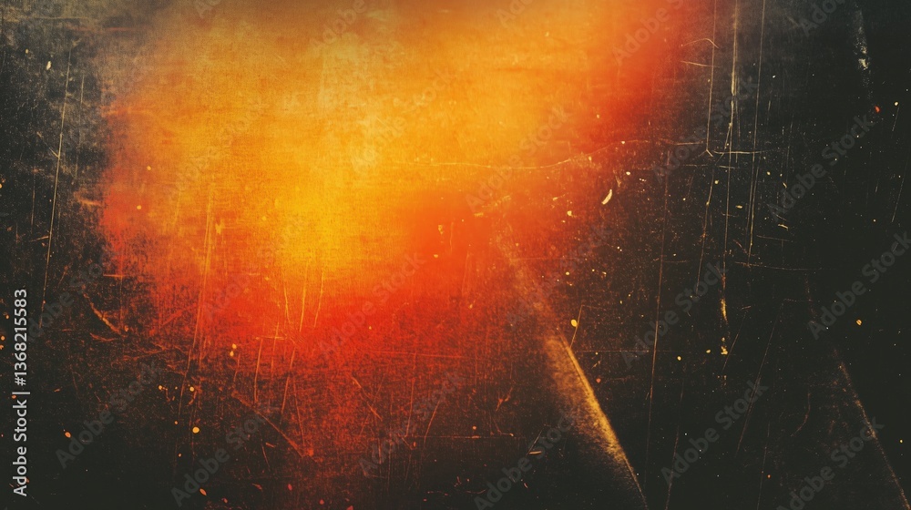 Poster abstract grunge background with glowing orange and yellow color gradients blending into black cinema